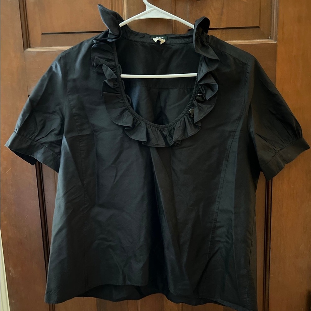 J Crew Black Ruffled Women's Top
